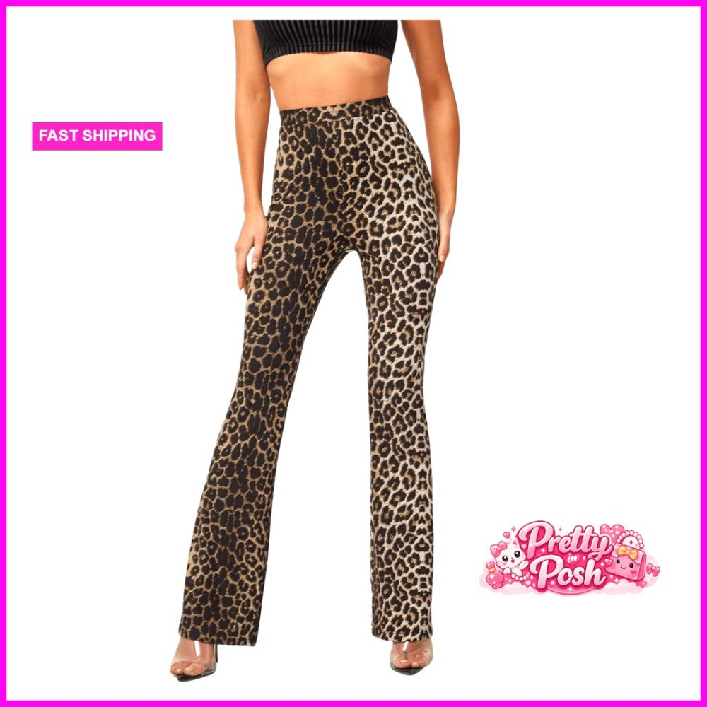 Soft Leggings with Elastic High Waist and Flare Leg